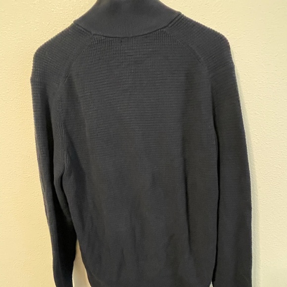 Banana Republic Mens Blue Textured Pocket Front Full Zip Basic Sweater Sz Large - Picture 6 of 8